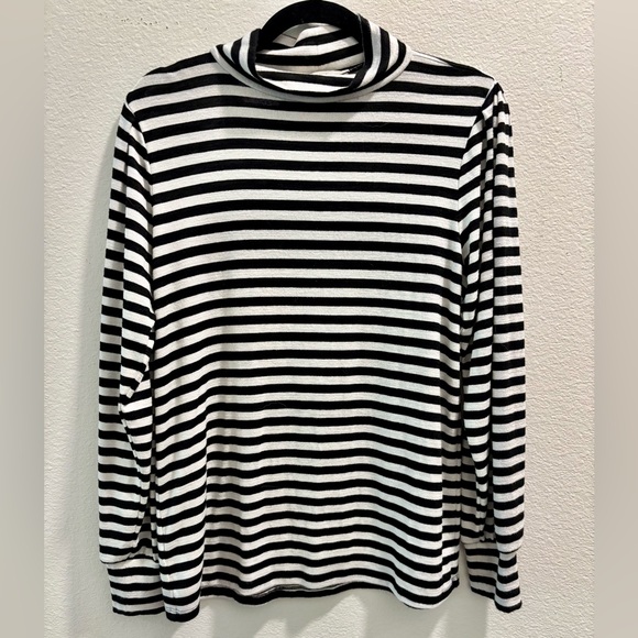 LOFT Tops - LOFT Black and White Striped Turtleneck Sweater Top, size M